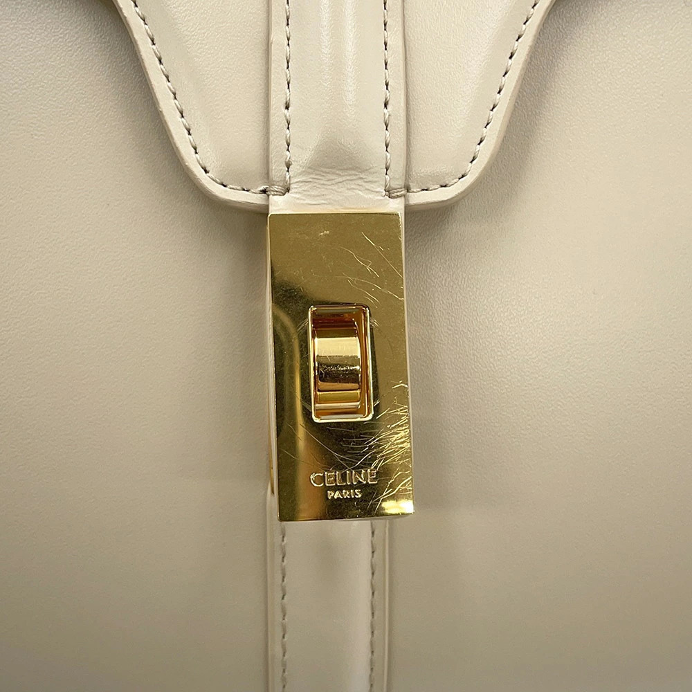 Celine 16 Bag Satinated Calfskin leather White - Picture 11 of 12